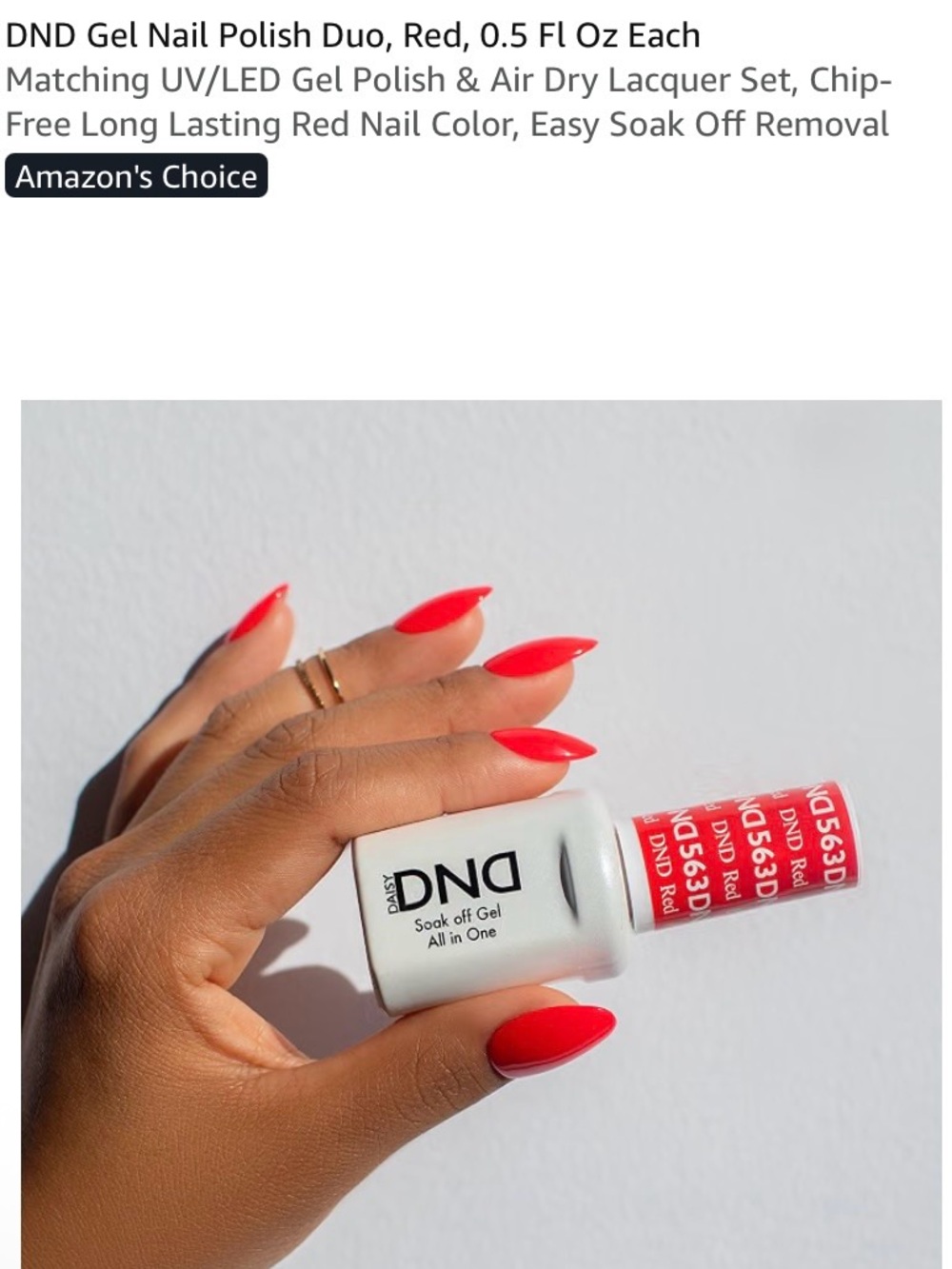 Daisy DND red 563 gel nail polish only bundle